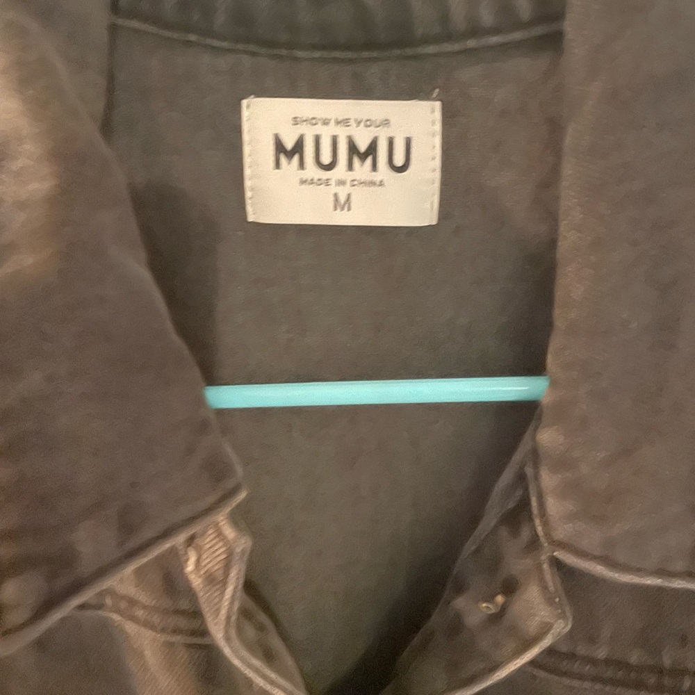 Show Me Your MuMu black denim Button-Up Romper - Picture 2 of 5